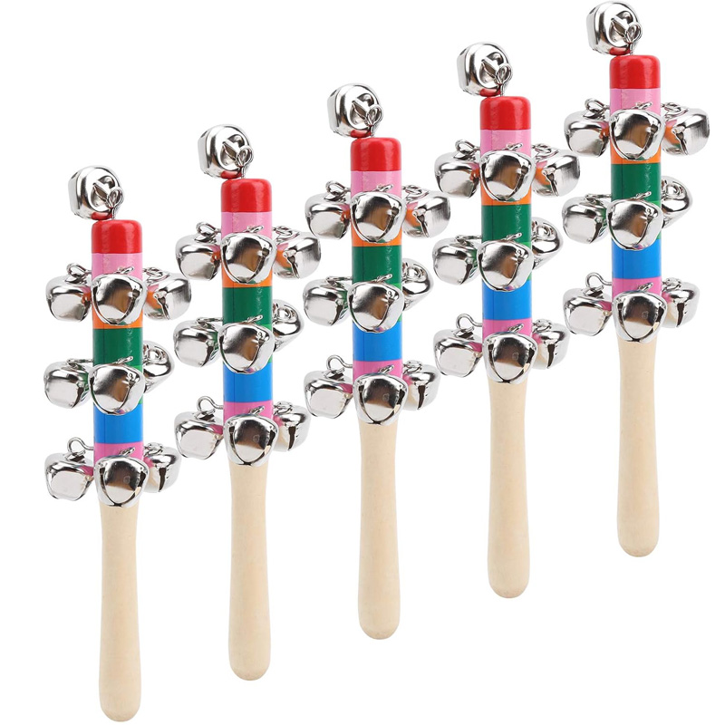 5PCS Wooden Jingle Hand Bells  - Kids Toys Xylophone 评论和价格