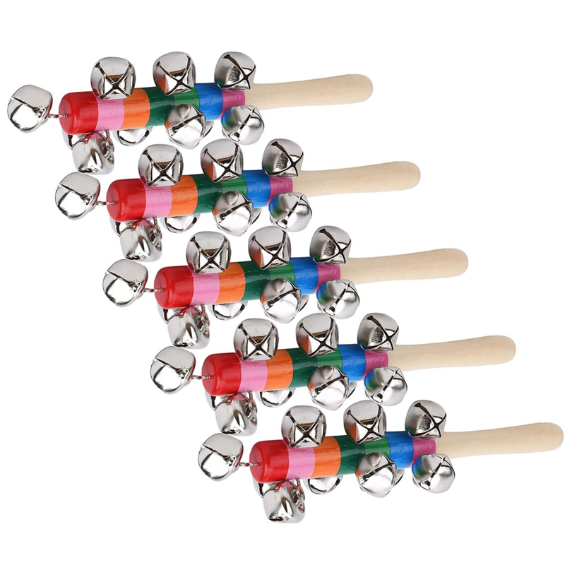 5PCS Wooden Jingle Hand Bells  - Kids Toys Xylophone 评论和价格