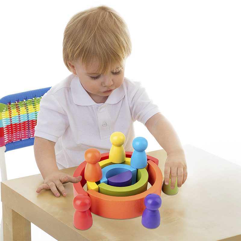 DIY Children's Wooden rainbow  - Wooden Blocks Stacking 评论和价格