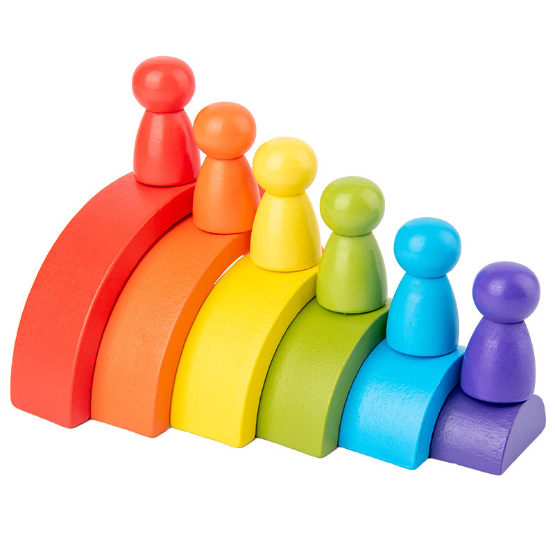 DIY Children's Wooden rainbow  - Wooden Blocks Stacking 评论和价格