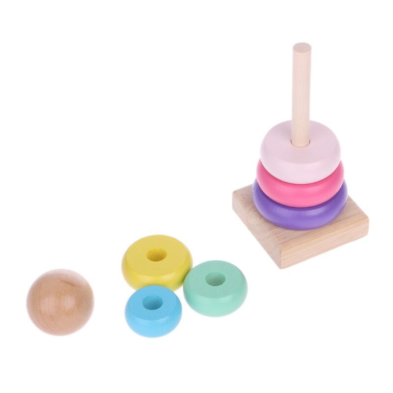 Children Rainbow Tower Ferrule - Wooden Blocks Stacking 评论和价格