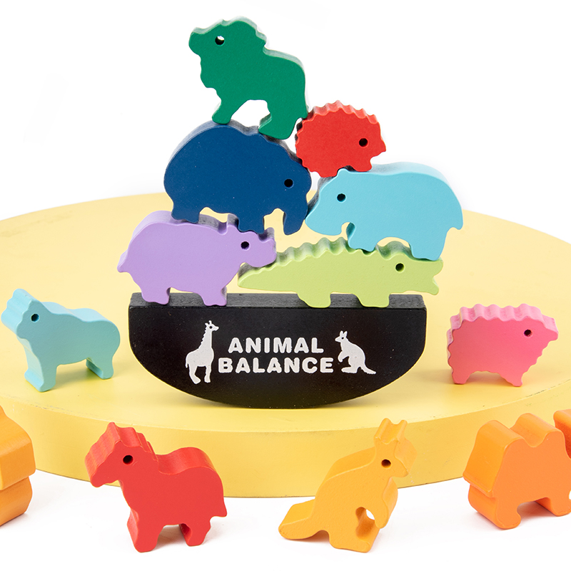 Montessori Children Wooden Ani - Wooden Blocks Stacking 评论和价格