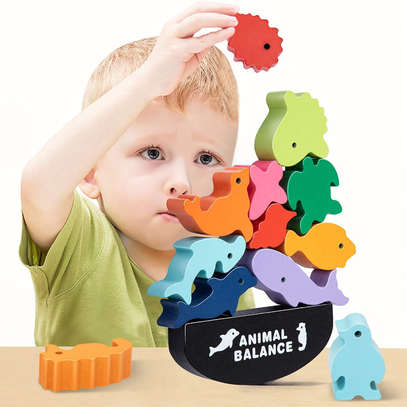 New Children Montessori Wooden - Wooden Blocks Stacking 评论和价格