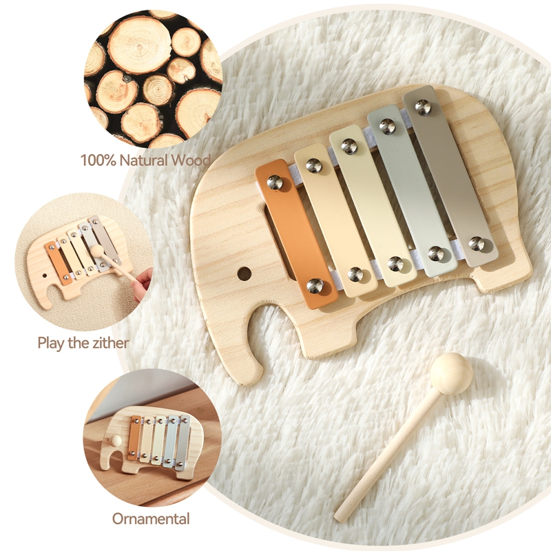 Montessori Wooden 5 Tones Mult - Kids Toys Xylophone 评论和价格