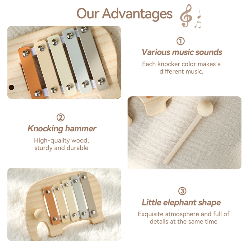 Montessori Wooden 5 Tones Mult - Kids Toys Xylophone 评论和价格