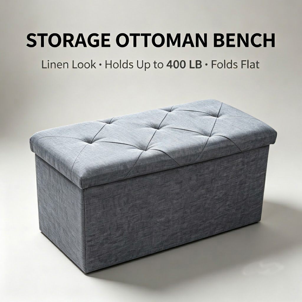 Folding Storage Ottoman Bench  - Wooden Blocks Stacking 评论和价格