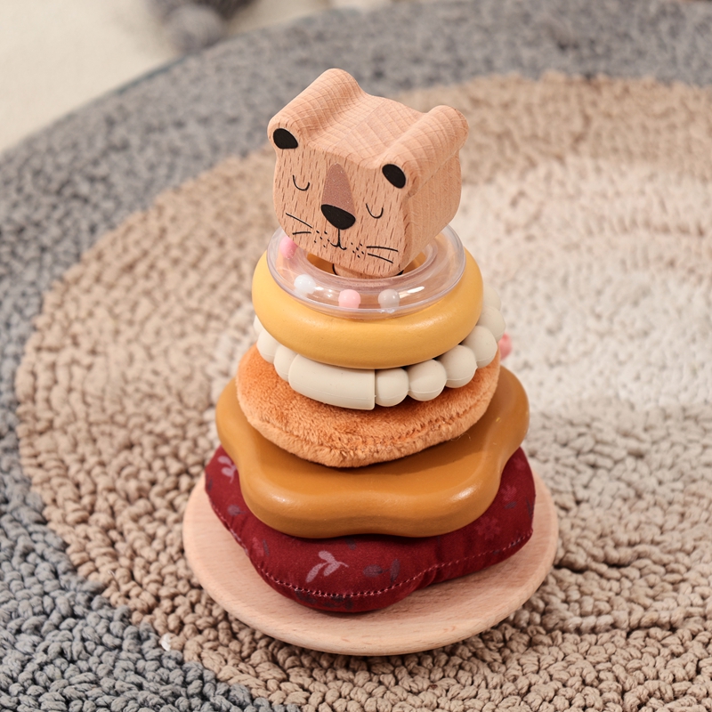 0-12 Months Cotton Rattle Toys - Wooden Blocks Stacking 评论和价格