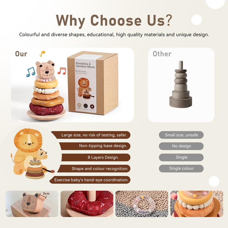 0-12 Months Cotton Rattle Toys - Wooden Blocks Stacking 评论和价格
