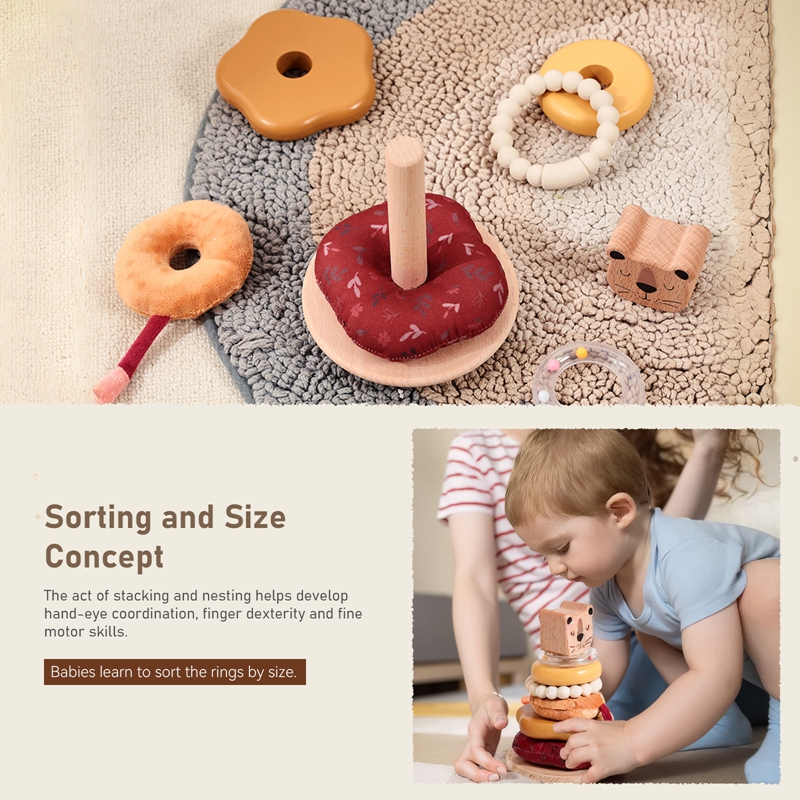 0-12 Months Cotton Rattle Toys - Wooden Blocks Stacking 评论和价格